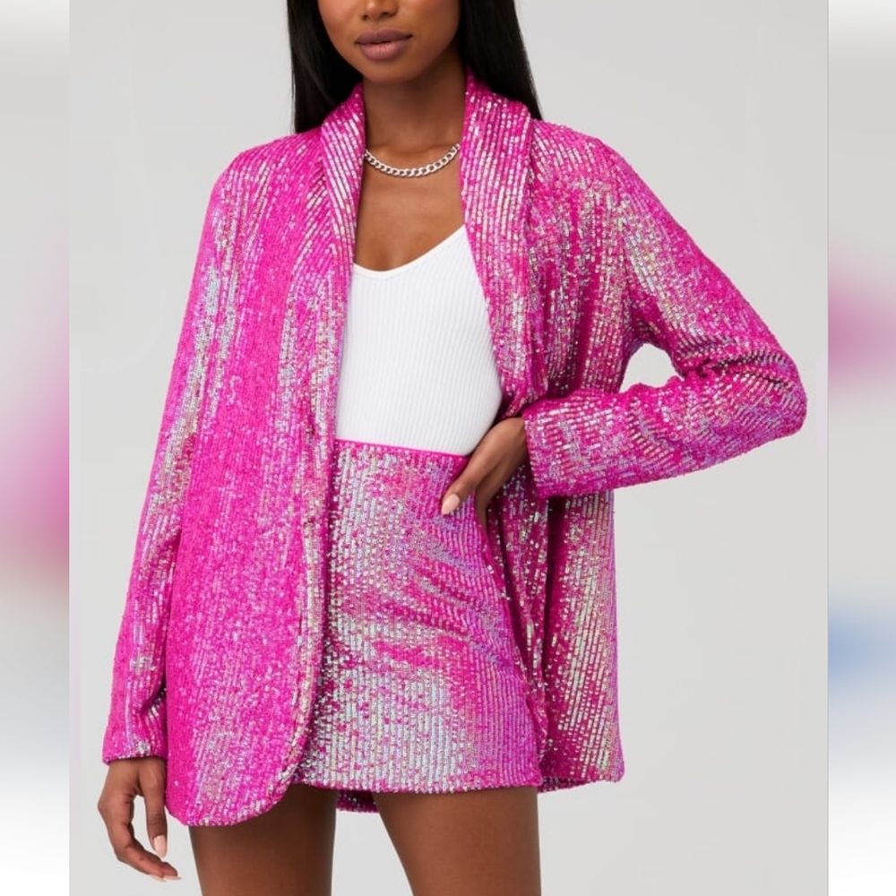 Show Me Your MuMu Pink Fairy Disco Sequin Blazer Jacket
